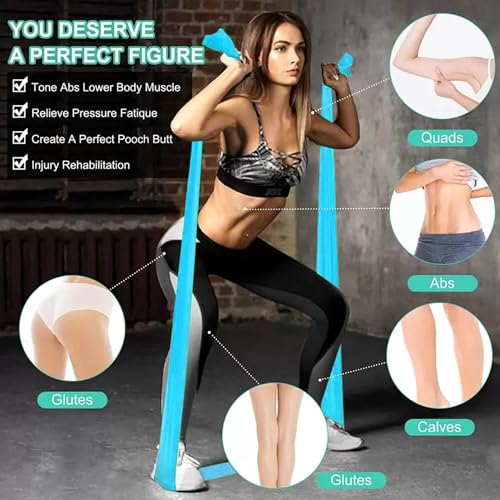 Image of Medgears Resistance Exercise Band for Workout, Stretching & Yoga | Natural Latex Thera Band for Home Gym, Strength Training, Pilates & Physiotherapy | Fitness Band for Men & Women- 5 Feet Each (Blue)