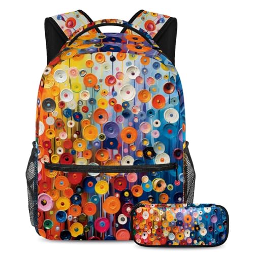 Cartable arc-en-ciel pour enfants : ensemble de sac à dos d'école et trousse assortie