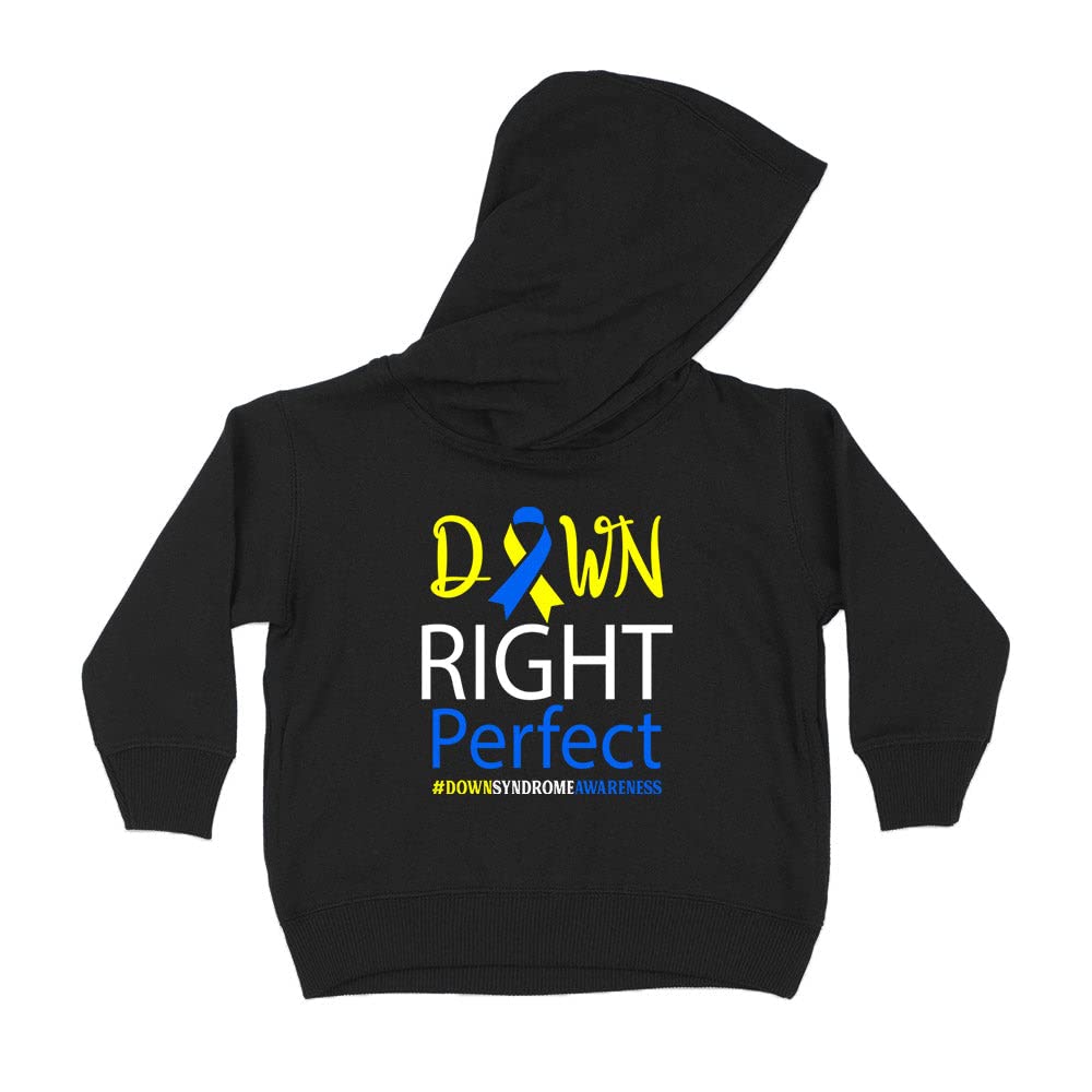 Down Right Perfect Down Syndrome Awareness Kids Hoodie Sweatshirt Toddler 5T Black