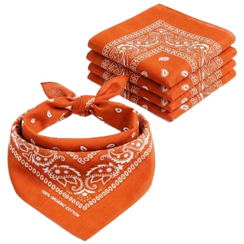 AURAE Bandana Orange - 100% Coton & Fibres Naturelles - Foulard Orange Sans Polyester - Qualité Supérieure - Doux, Durable et Lavable en Machine - Bandana...