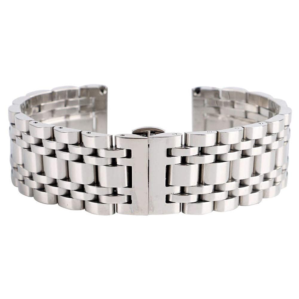 Pasek do zegarka z szybkozłączką, Pasek do zegarka srebrny 20/22/24mm solidny pasek do zegarka ze stali nierdzewnej przycisk ukryte zapięcie regulowany pasek do zegarków męskich wymień bransoletkę bra