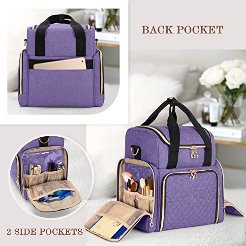 LUXJA Travel Makeup Bag with 2 Removable Cases, Cosmetic Bag with Multiple Storage Sections (Patent Pending), Purple4
