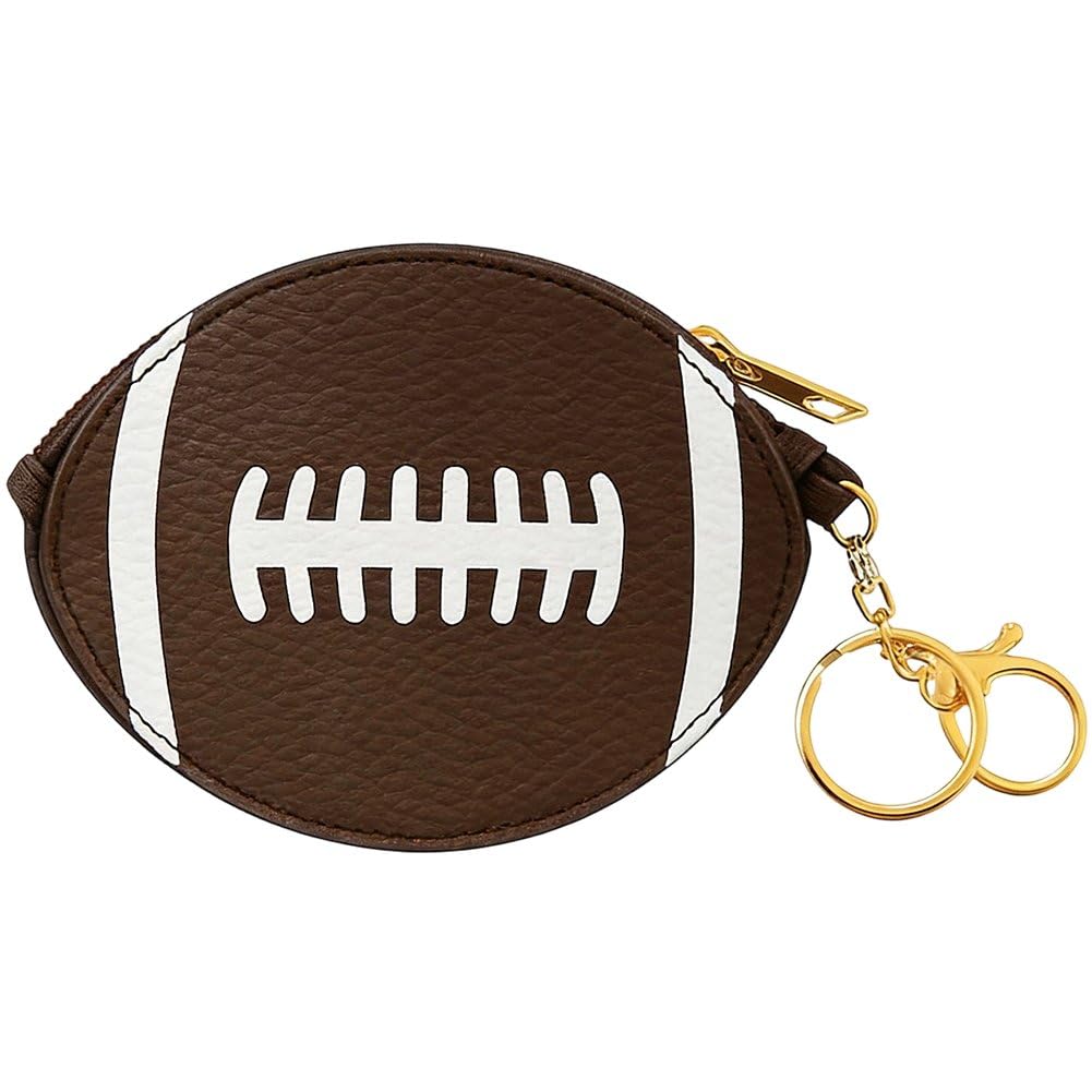 Fituenly PU Leather Ball Shaped Keychain Wallet, Lightweight Waterproof Sports Coin Purse for Coins & Keys, Sporty Sports Activities Accessory