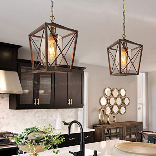 Long Life Lamp Company Antique Brass Lantern Ceiling Pendant Light Rectangular Box Frame with Clear Glass Shade Vintage M0200F - Image 5