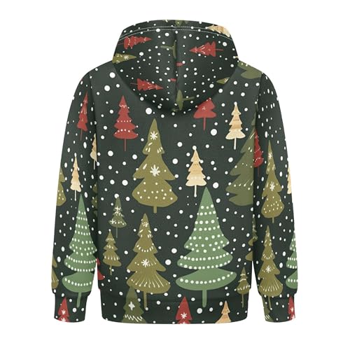 Kids Hoodies Sweaters Christmas Xmas Trees Hooded Sweatshirts with Big Pockets for Boys Girls B04003312