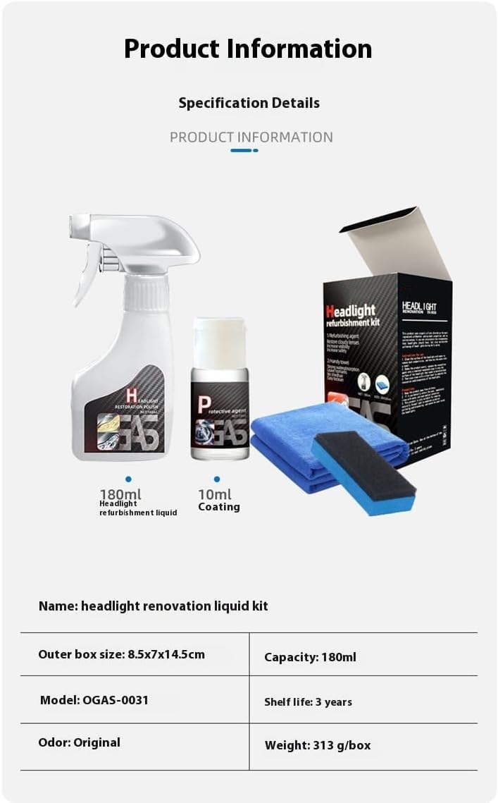 Générique 2025 Headlight Restoration Spray, Crystallization Renovation