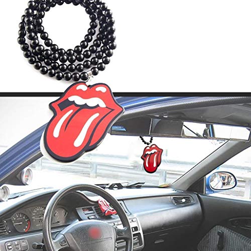 Xotic Tech Car Pendant Cool Decoration Rolling Stones Logo Tongue and Lip Rearview Mirror Hanging Charm Dangling Beaded Pendant for Car Auto