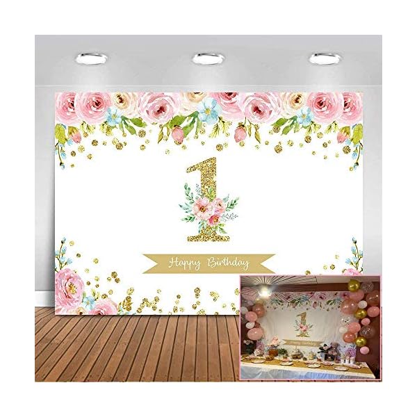 Avezano Alles Gute zum Geburtstag Hintergrund 2,2 x 1,5 m Vinyl Mädchen Erster Geburtstag Hintergrund Prinzessin Rosa…