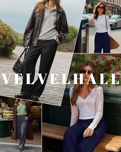 3 Pack Women's Wide Leg Pants, Casual Flowy Drawstring Trousers Elastic High Waisted Palazzo Pants with Pockets3