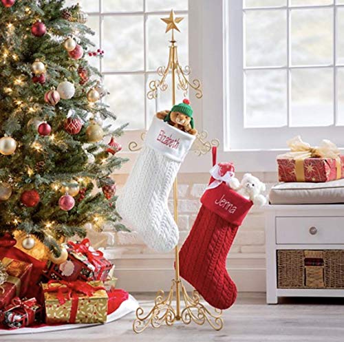 DermaPAD Tall Metal Christmas Stocking Holder Stand - Gold - Thumbnail 2