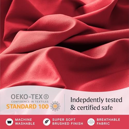 Image of LuxClub 4 PC King Sheet Set, Breathable Luxury Bed Sheets, Deep Pockets 18 inch Wrinkle Free Cooling Bed Sheets Machine Washable Hotel Bedding Silky Soft - Red King