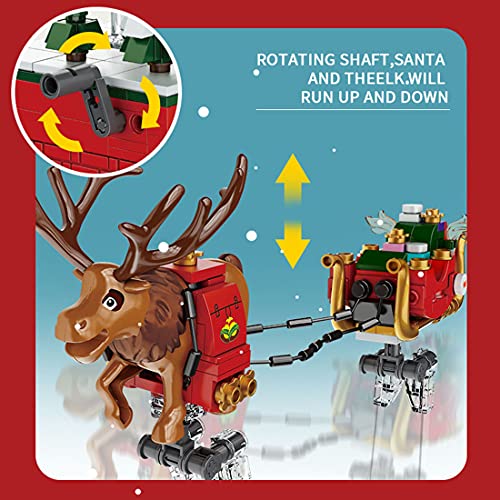 TRCS Bausteine Weihnachtsfeier Weihnachtsmann Elch Schlitten Auto, 940 Teile Adventskalender 2021 Santa Claus… – Bild 5