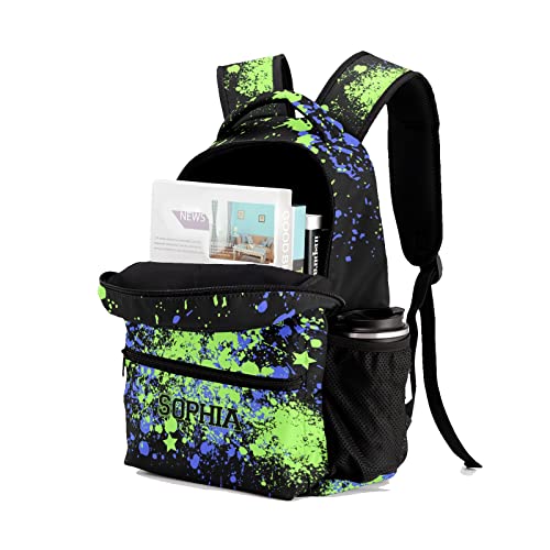 Watercolor Cheerleader Cheer Coach Blue Green Backpack Personalized Waterproof Casual Daypack Gift for Holiday Birthday4