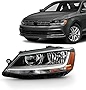 AKKON - Fits 2017-2018 Volkswagen Jetta [Halogen Type] Light Tube Chrome Headlamp w/LED DRL Model Driver Left Side Headlight