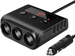 mewmewcat Tomada De Isqueiro Automático,Tomada de isqueiro de carro Divisor de cabo para carro 4 portas Interface USB Tomada de isqueiro de carro Adaptador de tomada de carro