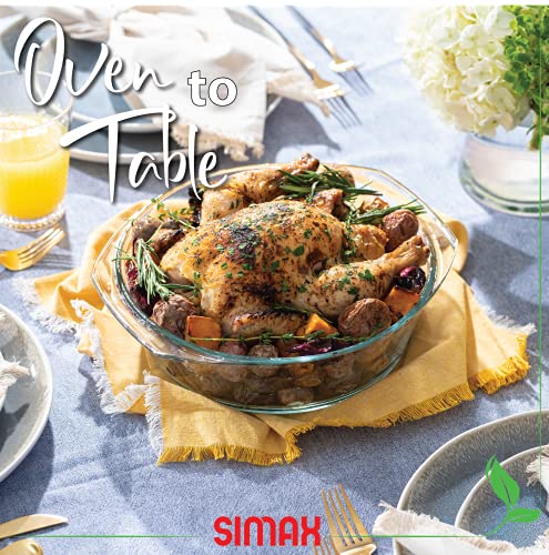 Simax Casserole Dish with Lid, 2.5 Quart Round Glass Casserole Dishes for Oven with Lid and Handles, Baking Dishes for Oven, Covered Bowl for Cooking, Baking, Serving, Microwave, Dishwasher, and Oven Safe Cookware