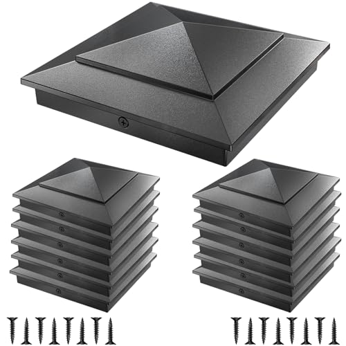 Image of 16 Pack Pyramid Aluminum Post Caps for 6x6 Wood Posts (Actual 5.5 inch x 5.5 inch) ,Durable Powder-Coated Fence Post Caps for Decks, Patios, Fences, Weather-Resistant, Rust-Proof PC66