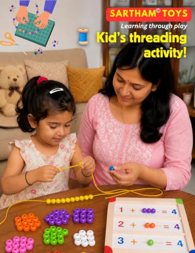 Image of SARTHAM Counting Beads, Counting Toys for Kids, Age 3+, Multicolour (100 Beads)
