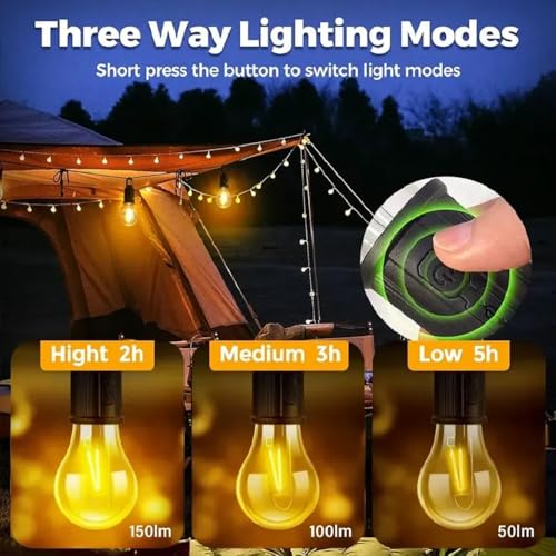 Image of Rechargeable LED Camping Lantern - Waterproof Hanging Tent Light with USB Charging & 3 Light Modes for Hiking, Emergency, Camping & Car Repair (Pack of 1)