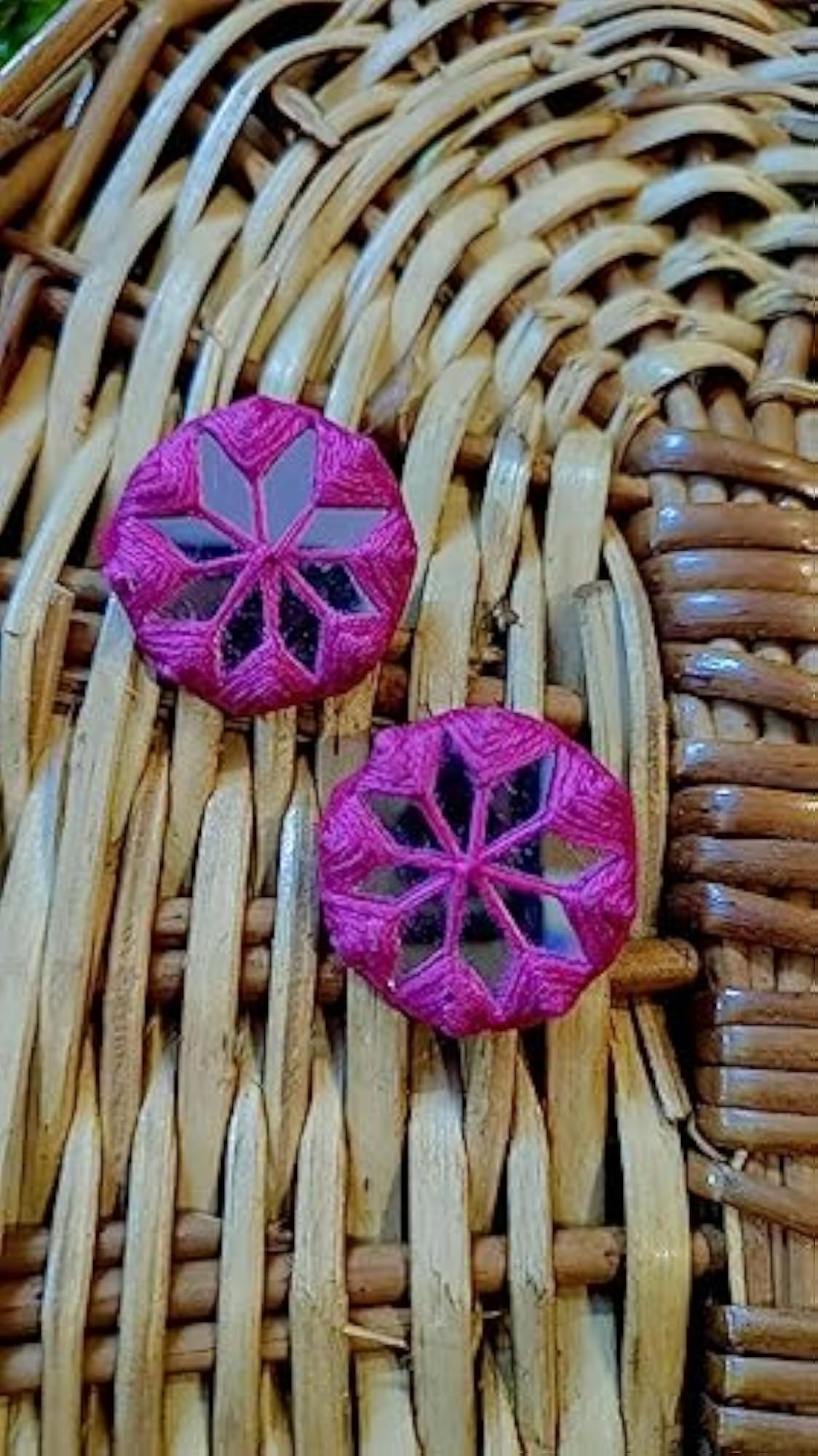 Women's Handmade Fabric Mirror Stud Earrings