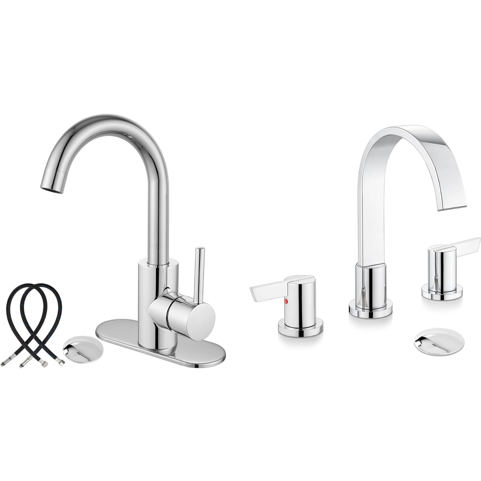 Hcfyauis Women's Polish Chrome Wet Bar Sink Faucet Kitchen Faucet 1 Hole Farmhouse Rv Vanity Lavatory Faucet With Polish Chrome 8 Inch 3 Holes 2 Handles Widespread Bathroom Sink Faucet