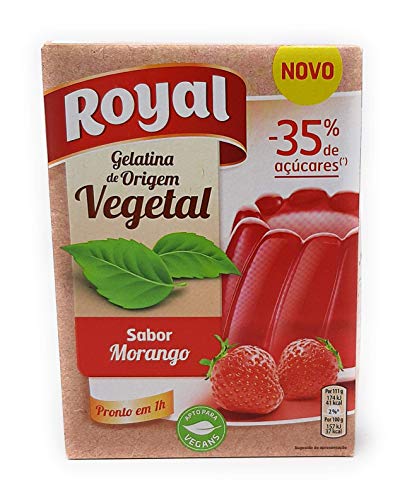 Royal Gelatina Vegetal - Sabor Fresa - menos 35% Azucar - 2 sobres de 55g - Total: 110g