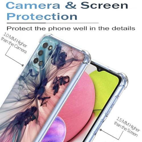 WEIOUHR Capa para celular Galaxy A03s Samsung A03s transparente TPU macio, design de padrão abstrato, leve resistente a choques e arranhões, para Samsung Galaxy A03s (166) (rosa azul-escuro)