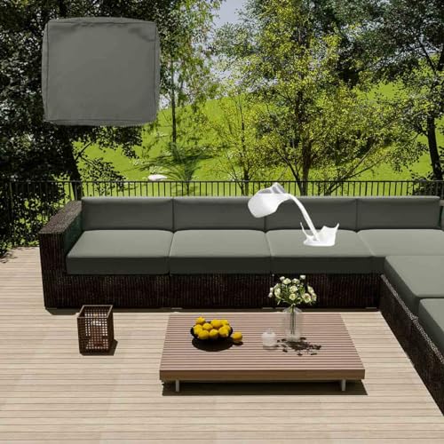 HLTQL Housse De Coussin Exterieur Impermeable pour Salon De Jardin, Housse Assise Salon De Jardin avec Fermeture Éclair, Amovibles pour Intérieur Et...