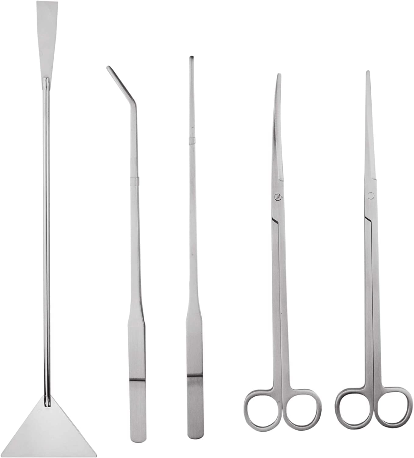 Hexint5 in 1 Aquarium Aquascaping Kit Stainless Steel Aquarium Fish Tank Aquatic Plant Tools Tweezers Scissors Spatula Set with PH Test Strips