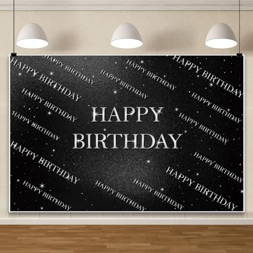 Toile de fond de photographie anniversaire thème cuir noir et argent de grand format