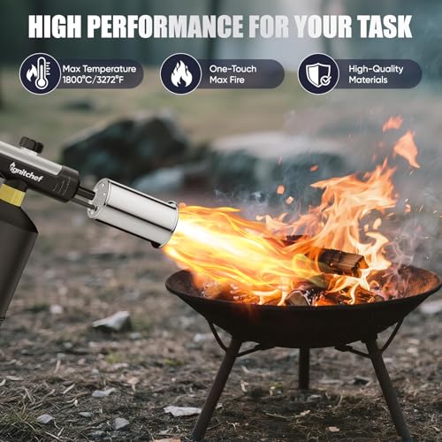Image of Propane Torch Gun, Adjustable Flame & Safety Lock, BBQ /Camping