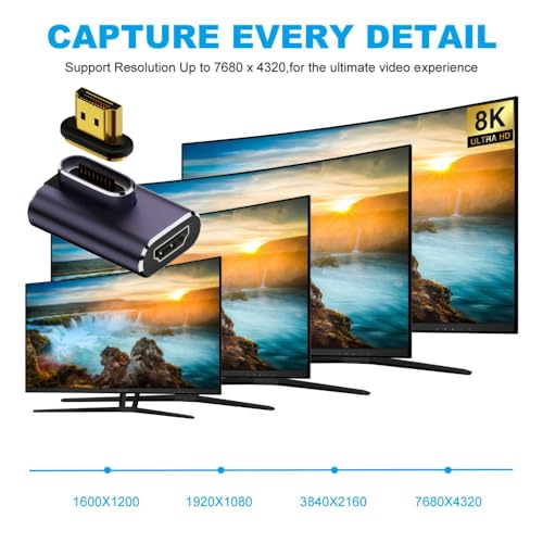 Adaptateur HDMI 2.1 magnétique 8K droit à angle vertical 90 degrés robuste - 4