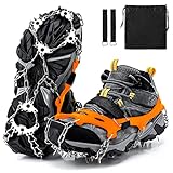 アイゼン スノースパイク 24本爪 チェーンスパイク ステンレス製 登山 軽量 靴底用 雪山 雪道 凍結 氷 スノー アイス 滑り止め 転倒防止 (L, オレンジ)
