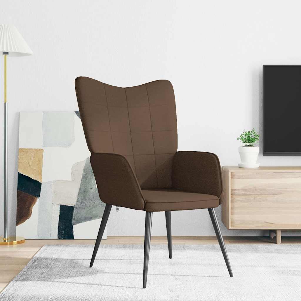Sillón de relax de tela marrón, moderno sillón acento para salón y dormitorio, cómodo sillón de lectura con estructura de acero, cómodo sillón para relajarse