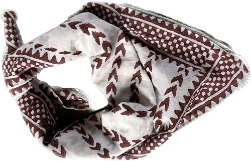 100% organic cotton Bandana Scarf Handmade Hand Block Print Gamayun Bandana in Cream, Pumpkin and Steel - Handmade Organic Cotton Bandana block print3