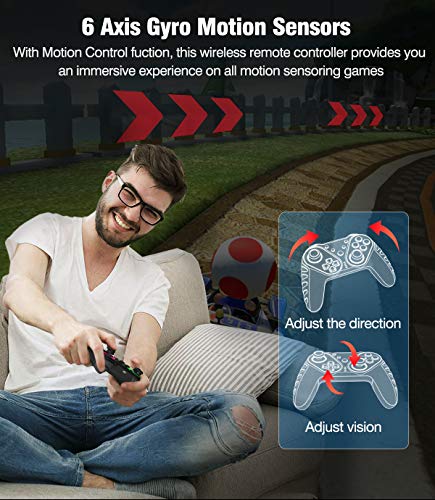 Wireless Pro Controller Replace for Nintendo Switch Controller, Switch Controller Compatible with Switch/Switch Lite, Extra Joypad for Switch Pro Controller, BEBONCOOL Pro Controller Switch Green Red - Thumbnail 6