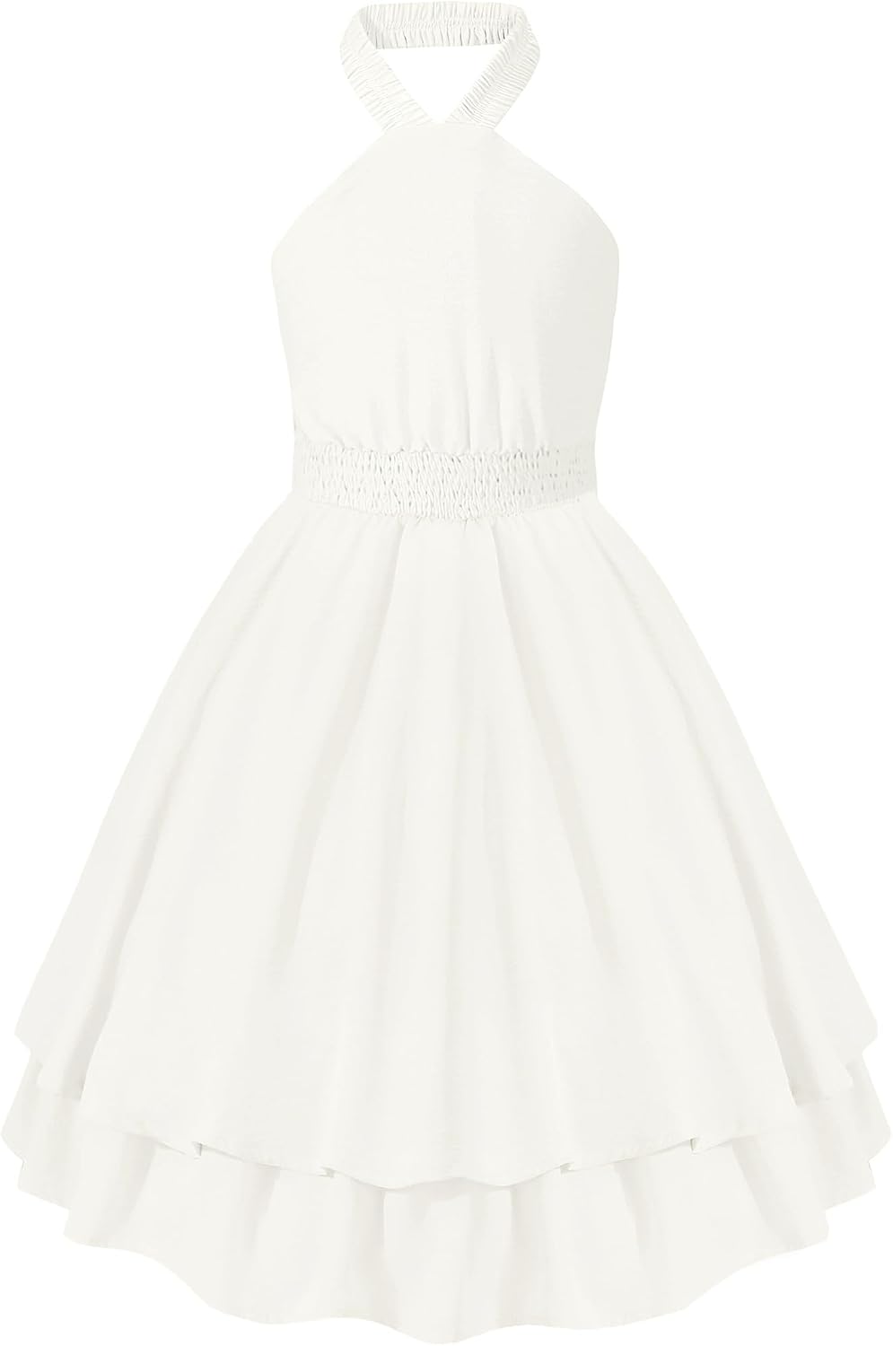 EXARUS Girls Dresses Teen Halter/Puff Sleeve/Spaghetti Strap Smocked Floral Summer Casual Dress