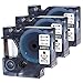 Wonfoucs kompatible Etikettenband als Ersatz für Dymo 45013 S0720530 12mm Schwarz auf weiß für Dymo LabelManager 160, 210D, 260P, 360D, 420P, 500TS (12mm x 7m, 3er Pack)