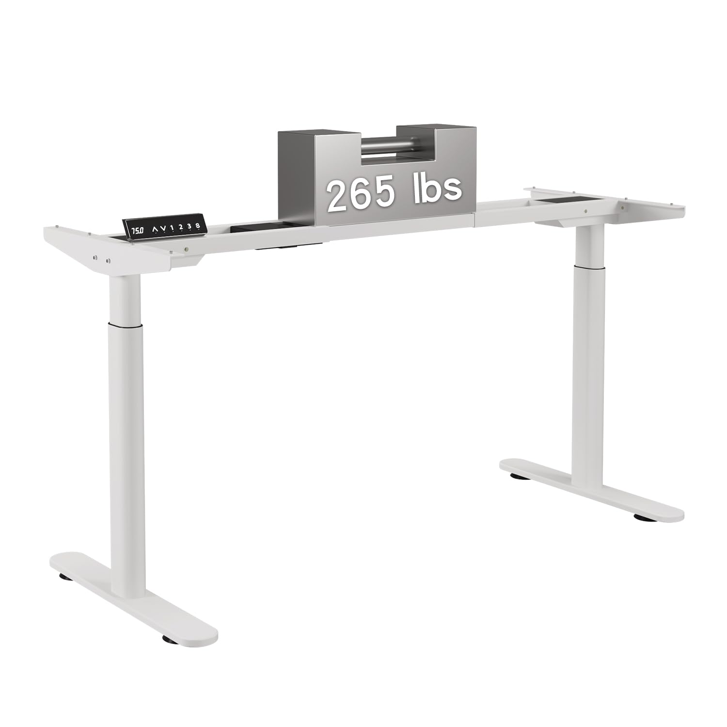 Radlove Supporto per Scrivania a Doppio Motore Regolabile in Altezza, Supporto da Tavolo Regolabile, Gambe per Scrivania da 120 a 178 cm con 4 Controlli di Memoria (Bianco + Gambe Cilindriche)
