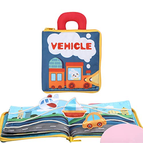 beiens 9 Theme My Quite Books, Soft Cloth Books with Mirror Fun Interactive Activity Baby Sensory Books, First Year Touch and Feel Early Education Toys Shower Gifts for Infants Babies Boys and Girls