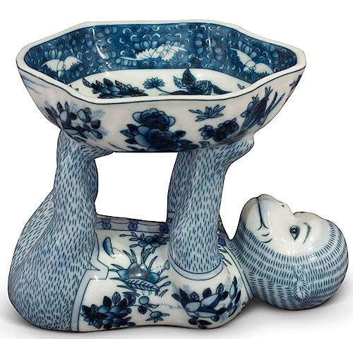 China Furniture Online Blue and White Chinese Porcelain Monkey Holding Lotus Dish