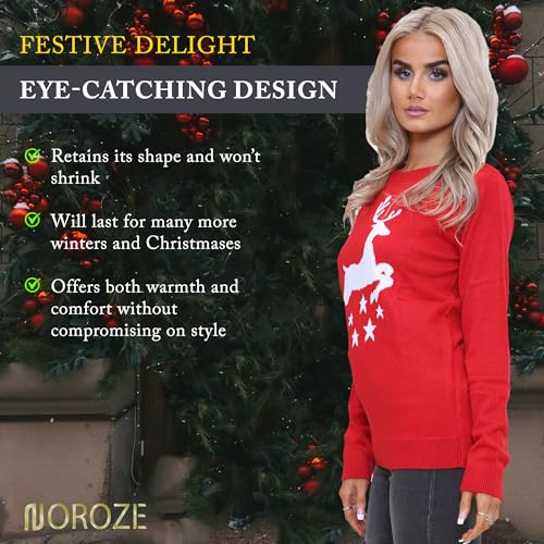 Jersey de Navidad para mujer pullover de punto elástico manga larga 7