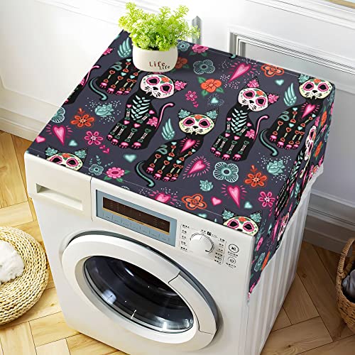 Animal Drivers Washer Dryer Cover, Washing Machine Refrigerator Dustproof Protective Covers with Lace Storage Pockets for Top Load Machine, 51.2 x 22 inches