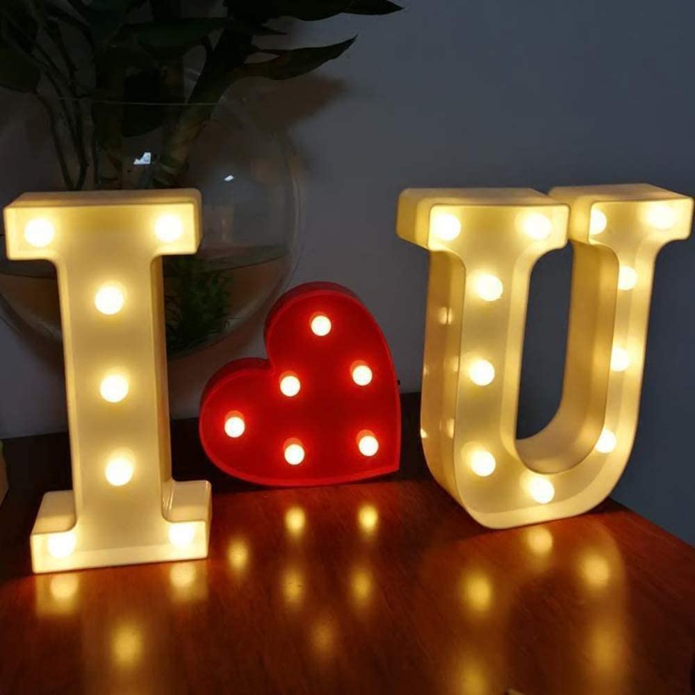 LED Decorative Signage, Silver 8.7in IOU Sign - Plastic Light Sign with Warm White Neon Light, Wall Mount, for Romantic Occasions, Valentine's Day, Engagements, Weddings