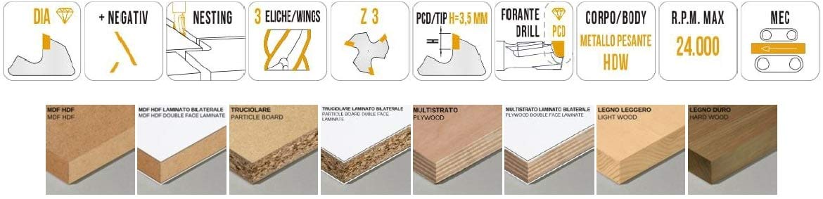 FRESA NESTING ELICOIDALE IN DIA Z3+3 CORPO IN DENSIMET, PREVAL NEG -MOBILTECNICA _ .2_D12 | LU 21 | DS12 | LT70 | Z | AX20° | SX | H3,5