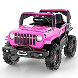 SEALIGHT 12V Kids Ride On Car Truck w/Parent Remote Control, Children Ride On Toy Toddler Electric Vehicle with Double Doors/Safety Belt/LED Lights/Music Player/Bluetooth