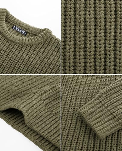 PJ PAUL JONES Men‘s Crewneck Sweater Knitted Textured Casual Pullover for Winter2