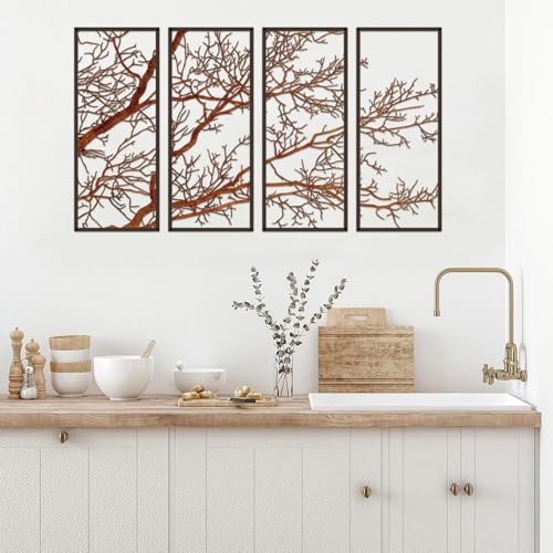 ESTART 4 Pieces Tree of Life Metal Wall Decor, Colorful