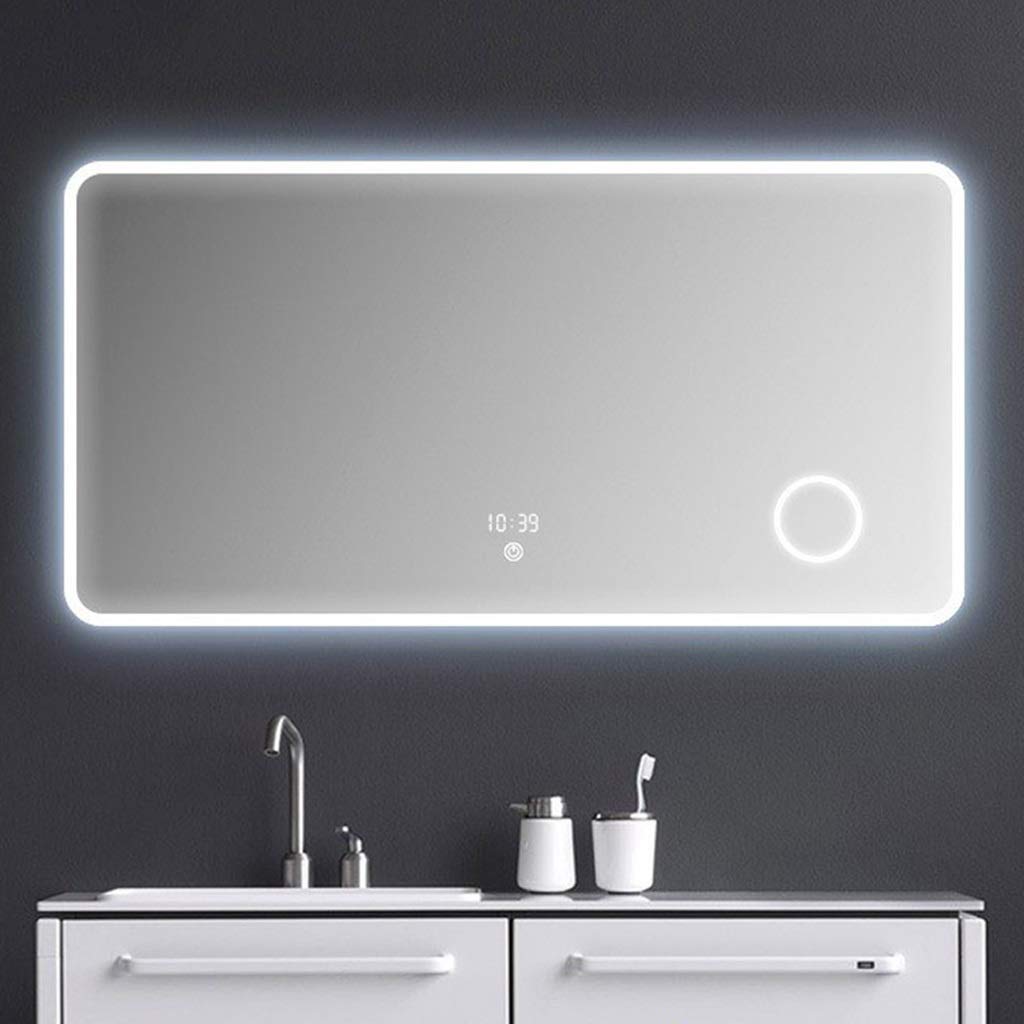 Specchio Trucco Specchio per il trucco Specchio da parete per bagno, anti-appannamento con pulsante a sfioramento Specchio da parete a figura intera con cornice Specchi da toeletta rettangolari da app