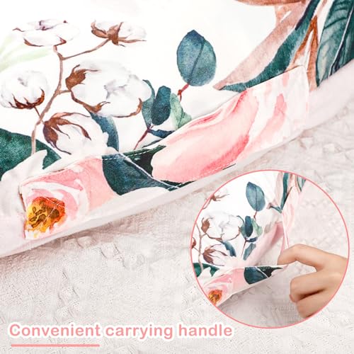 Image of DILIMI Newborn Lounger Cover, Soft Comfortable Baby Lounger Cover, 1 Pack Reversible Removable Slipover for Infant Lounger Pillow, Pink Floral (Lounger not Included)